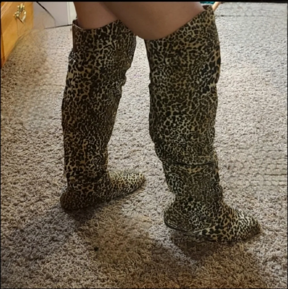 Nature Breeze Leopard Slouch Vickie Thigh High Boots